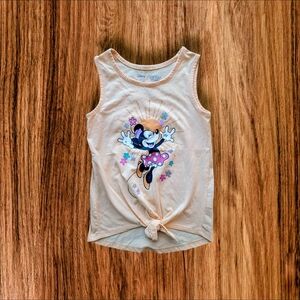 Disney Girls Peach Minnie Mouse Cotton Tie-Front Tank Top for Kids Size S (5-6)